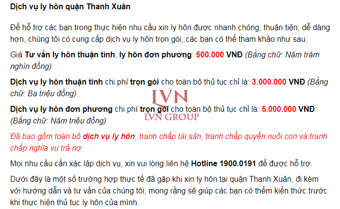 Dịch vụ Ly hôn quận Thanh Xuân